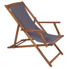 Folding FSC Eucalyptus Wooden Deck Chair Grey - grade B return RRP £51.99