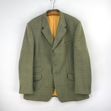 Alan Paine Tweed Jacket Mens 48R Green Windowpane Combrook Hacking Sports Blazer