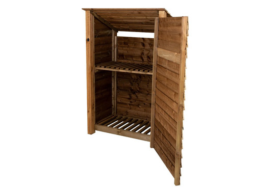 Wooden log store roof - log, sloping
