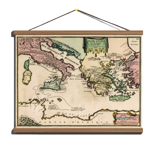 Old 1717 mediterranean map - old,