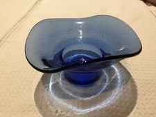 blue art glass bowl