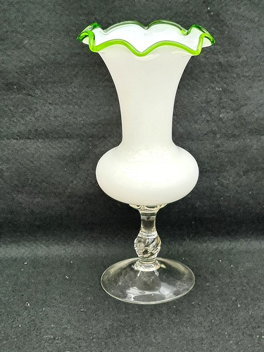 Milk glass vase with green - milk,