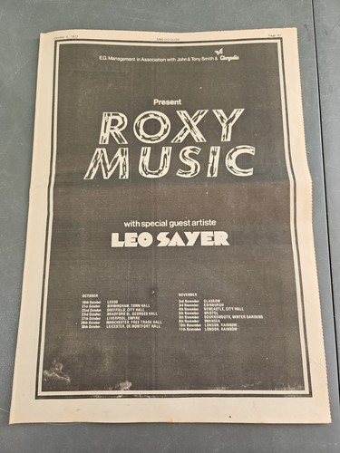 Roxy music tour nme advert - music,