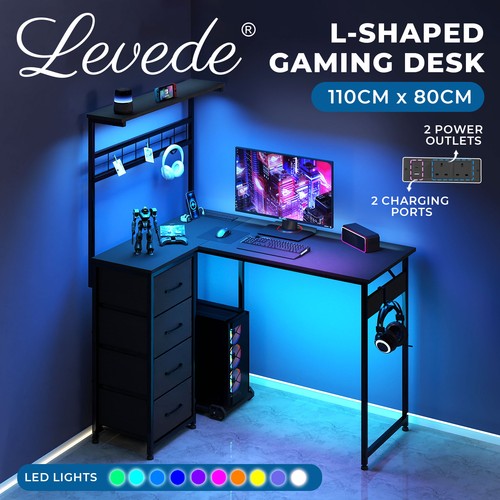 Levede shaped gaming - l, desk
