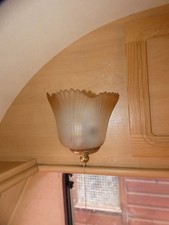 Caravan 240v wall lamp, with bulb, with switch, glass shade