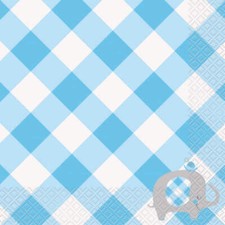 Elephant Blue Gingham Napkins