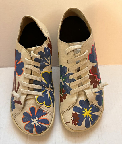 Camper leather floral lace - leather, lace-up