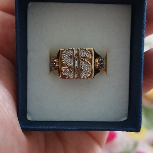 Men 9ct gold signet ring - men's,