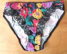 Vintage one sze 10-14 High Leg Knickers panties briefs floral pattern Multicolor