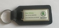 GENUINE SKODA MAIN DEALER CAR KEY FOB KEY RING LEATHER METAL & ENAMEL DES WINKS