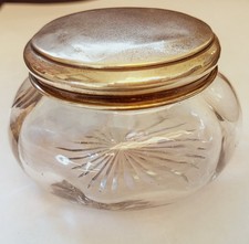 Antique Cut-Glass Vanity Jar & Sterling Silver Lid ~ Hallmarked 1934 ~ 19.4g