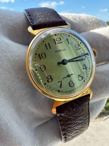 Vintage pobeda soviet watch - vintage,