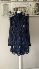 MILLIE MACKINTOSH Blue Blouse Button Up Dress UK 8 Paisley  Fit & Flare  Boho