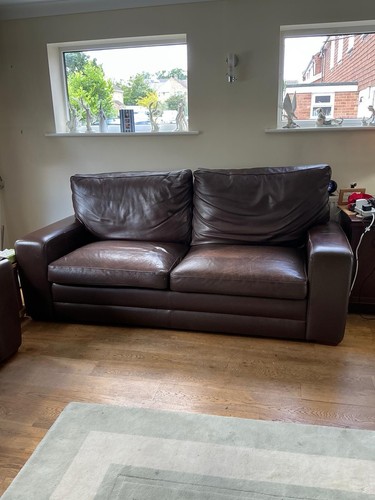 Brown leather seater sofa - brown,