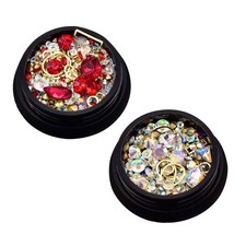 2 Box 3D Nail Jewelry  Mixed Acrylic Tip  Flat Jewel Stone Nail6656