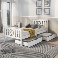 Wooden Bed Frame with Drawers