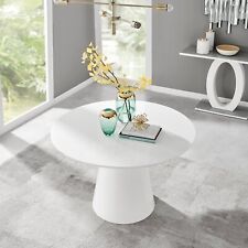 PALMA White High Gloss Round Pedestal Pillar Kitchen Dining Table