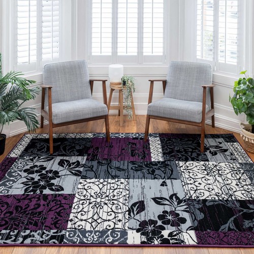 Purple black grey patchwork - grey,