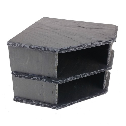 Double corner slate cave - double, stone