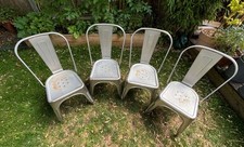 4x Tolix Style Industrial Metal Chairs Vintage Retro silver used collection only