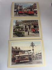 3x Vintage Tram Postcards