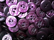 Buttons 15mm 24L Purple Flower