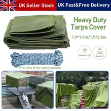 1.9M*2.8M Army Canvas Heavy Duty Tarpaulin Cover Boat Log Store Roofing Sheet UK