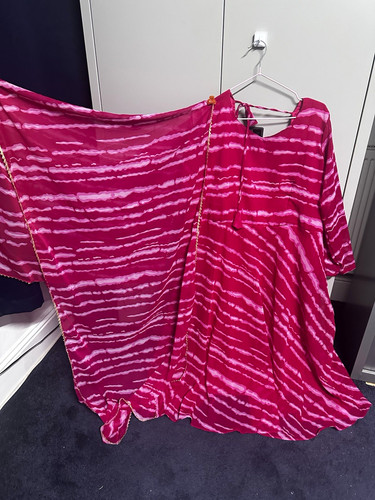 Pink striped silk chiffon - pink,
