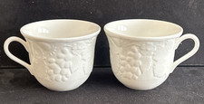Pair Wedgwood Bone China Tea Cups- Strawberry & Vine Pattern-White-1992