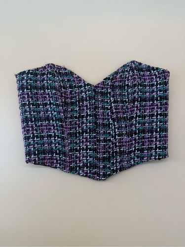 Zara tweed strapless bustier - strapless,