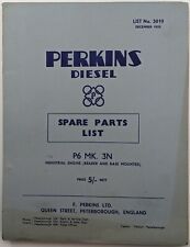 Perkins Diesel P6 Mk3N Industrial Engine Spare Parts List No 3019, 1955