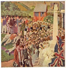 Unveiling Cookham War Memorial Stanley Spencer vintage print in 11 X 14 mount