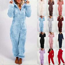 Womens 1Onesie Teddy Bear Fleece Pyjama Fluffy All In One Jumpsuit Loungewear