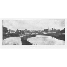 EXETER View From the Canal - Antique Print 1892