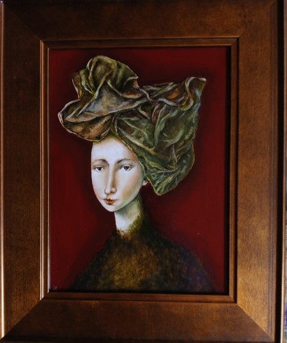 Dame chapeau vert - chapeau, vert'