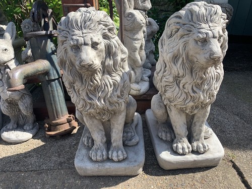 Pair garden ornamental lion - of,