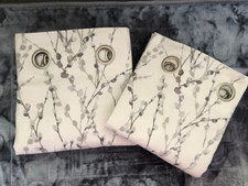 Next Delicate Willow Natural Grey Fully Lined Eyelet Curtains 117x229cm PAIR