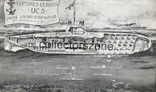 1916 Captured German Submarine UC5 Printed Postcard H M Stationary office