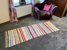 Large Striped Rug Boho Hippy Clippy Proddy Mat