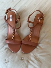 DUNE TAN BLOCK HEEL SANDALS