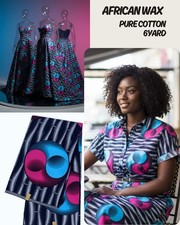 6 yards African wax print 100% cotton for craft and dress making