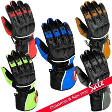 Unisex Cowhide Waterproof Armoured Knuckles Leather Motorbike Motorcycle Gloves