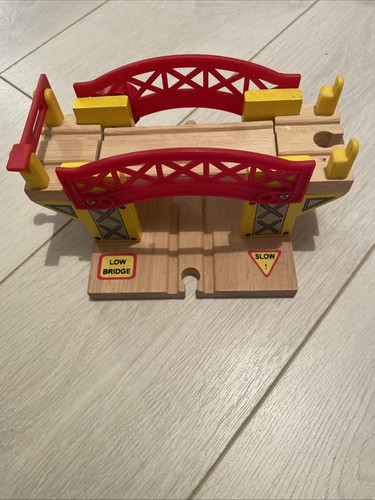 Wooden train track lift bridge - train,