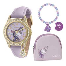 Tikkers Girls Purple Unicorn Watch, Bracelet and Purse Gift Set WITHOUT BOX