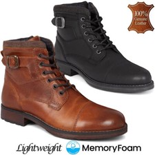 Mens Leather Army Military Combat Lace Up Walking Work Ankle Biker Boots Shoes