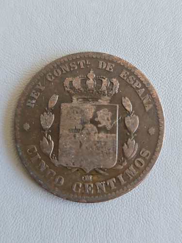 Spain centimos 1877 king - 5,