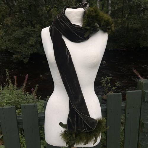 Vintage velvet real feather - velvet,