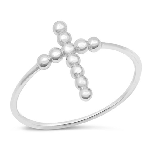 Bubble beaded cross ring - beaded,