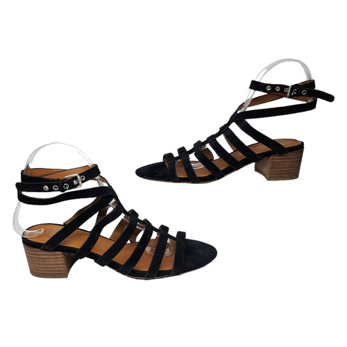 Black caged sandals womens - black,