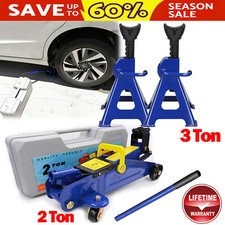 Hydraulic Trolley Jack 2Ton and Axle Stands 3Ton Trolley Jack Kit Floor Jack NEW